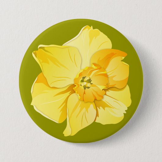 Daffodil Yellow Short-Trumpet Spring Flower Ronde Button 7,6 Cm (Voorkant)