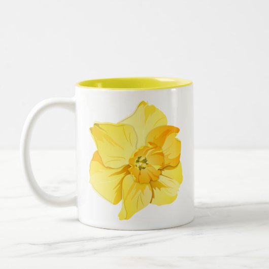 Daffodil Yellow Short-Trumpet Spring Flower Tweekleurige Koffiemok (Links)
