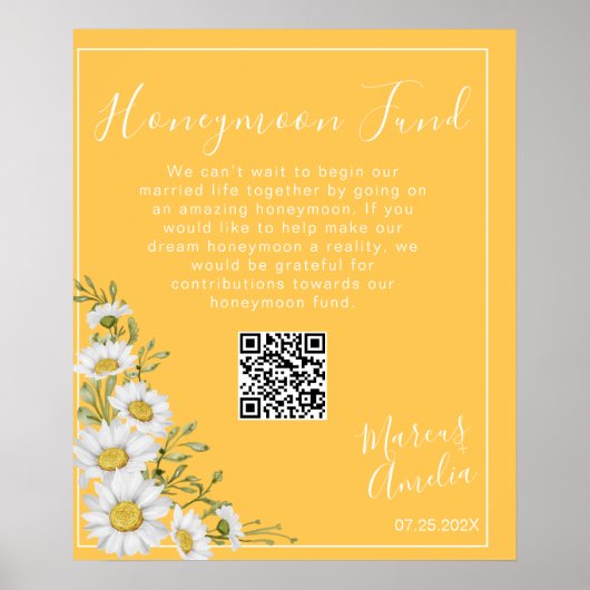 Daffodil Yellow & White Daisies Honeymoon Fund Poster (Voorkant)