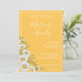 Daffodil Yellow & White Daisies Wedding Invitation Kaart (Staand voorkant)