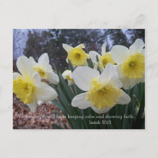 Daffodildruk met Isaiah 30:15 Briefkaart