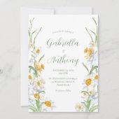 Daffodile blanc et jaune Invitations de mariage fl (Devant)