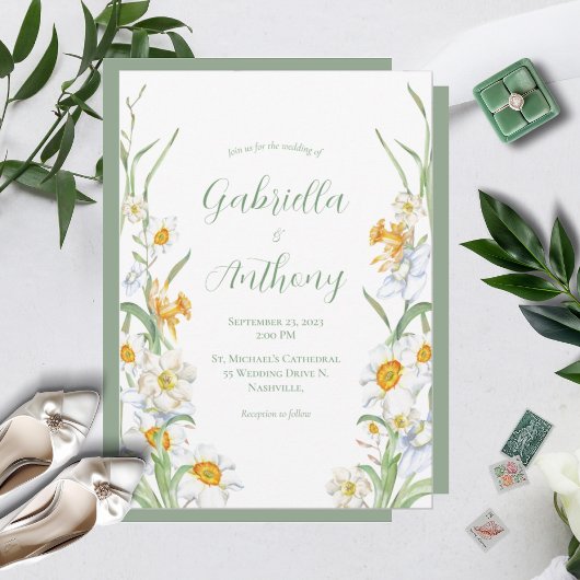 Daffodile blanc et jaune Invitations de mariage fl