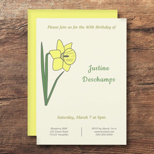 Daffodile botanique Invitation d'anniversaire