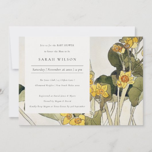 Daffodile jaune rustique Invitation Baby shower fl (Devant)