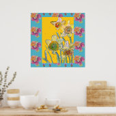 Daffodilerende Waterverf Poster van lentebloemen (Keuken)