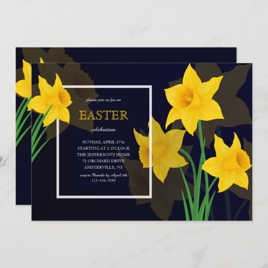 Daffodiles de printemps Invitations de Pâques (Devant / Derrière)