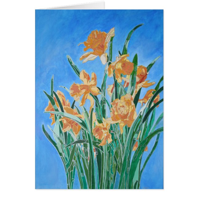Daffodiles d'or en fleurs Gras Line Art (Devant)