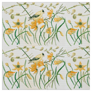 Daffodiles et Goldfinches Tissu