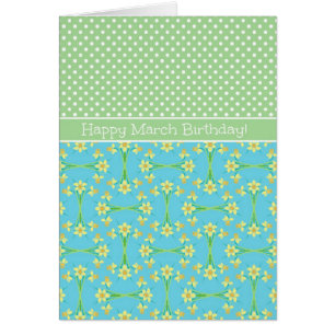 Daffodiles et Polkas mars Carte Fleur Mois de nais