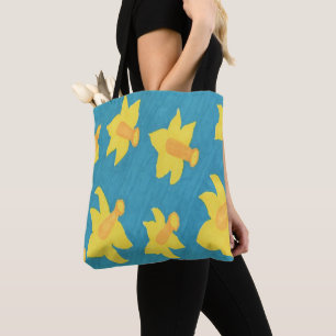 Daffodiles sur Sac fourre-tout Arrière - plan ble