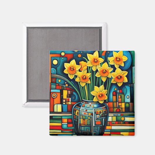 Daffodillen in vaas magneet (Voorkant / Achterkant)