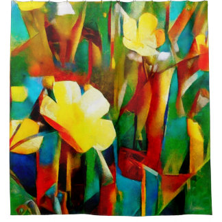 Daffodils. Abstracte florale samenstelling in een  Douchegordijn