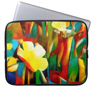 Daffodils. Abstracte florale samenstelling in een  Laptop Sleeve
