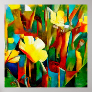 Daffodils. Abstracte florale samenstelling in een Poster