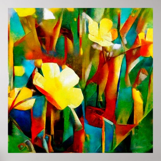 Daffodils. Abstracte florale samenstelling in een  Poster (Voorkant)