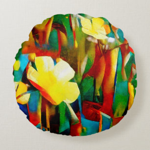 Daffodils. Abstracte florale samenstelling in een Rond Kussen
