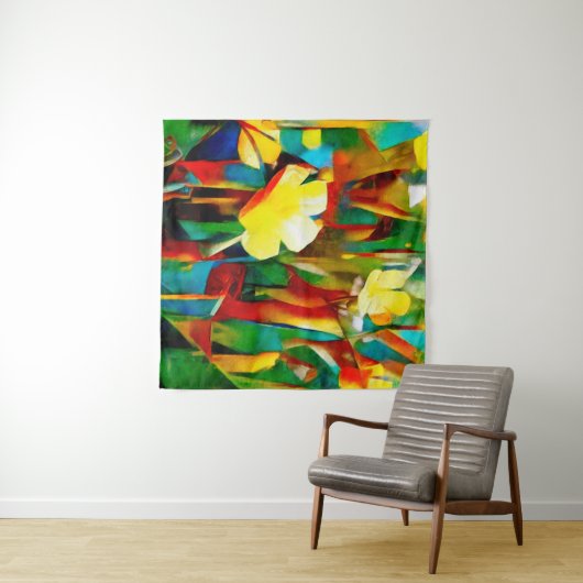 Daffodils. Abstracte florale samenstelling in een  Wandkleed (In Situ (horizontaal))