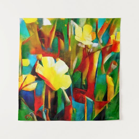 Daffodils. Abstracte florale samenstelling in een Wandkleed (Voorkant)