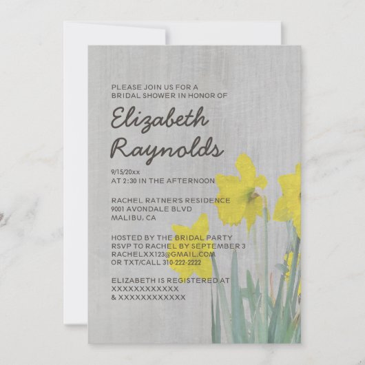 Daffodils Bridal Shower Invitations Kaart (Voorkant)