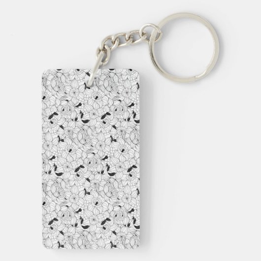 Daffodils bronfloraalpatroon sleutelhanger (achterkant)