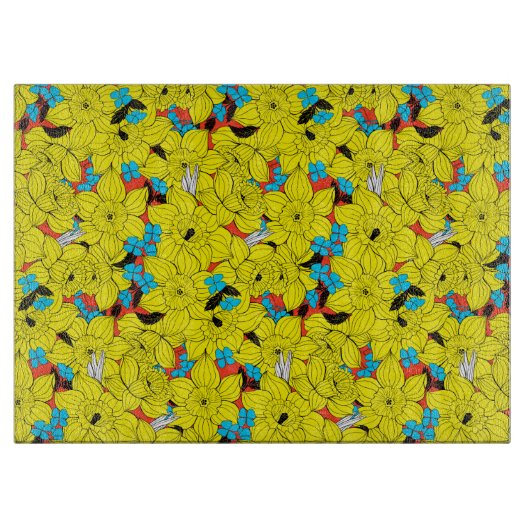 Daffodils bronfloraalpatroon snijplank (Voorkant)