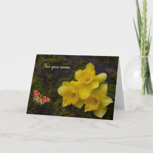 Daffodils Carte de voeux pliée pour la fête des mè