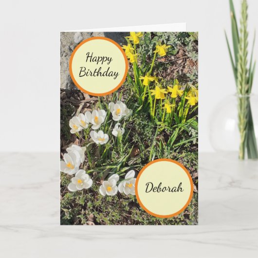 Daffodils & Crocus Birthday Card Kaart (Voorkant)
