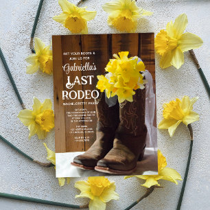 Daffodils en Boots Last Rodeo Bachelorette Party Kaart
