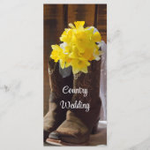 Daffodils en Cowboy Boots country Western Wedding Programma (Voorkant)