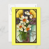 Daffodils en Cross  Pasen Feestdagenkaart (Voorkant / Achterkant)