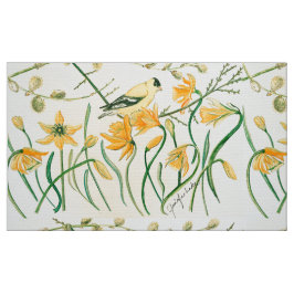 Daffodils en Goldfinch Fabric Stof