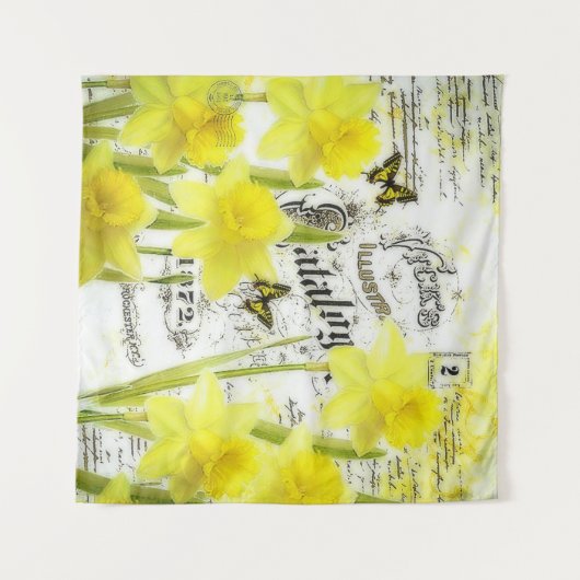 Daffodils en vlinders wandkleed (Voorkant (horizontaal))