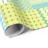 Daffodils Faux Patchwork Polkas ChecFlorals Cadeaupapier (Rol Hoek)