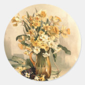 Daffodils, Floral Ronde Sticker (Voorkant)
