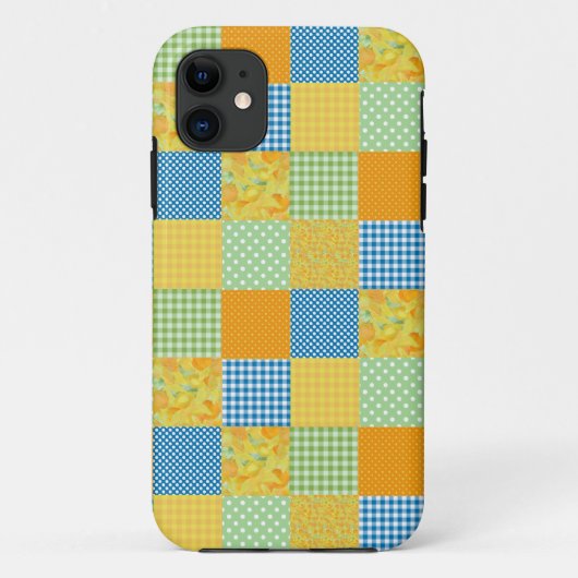 Daffodils, Gingham en Polkas Faux-Patchwork Case-Mate iPhone Case (Achterkant)
