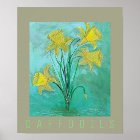 Daffodils in de lente. Acrylverf en digitale verf Poster (Voorkant)