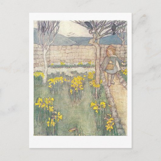 Daffodils Kinderen Illustratie Briefkaart (Voorkant)