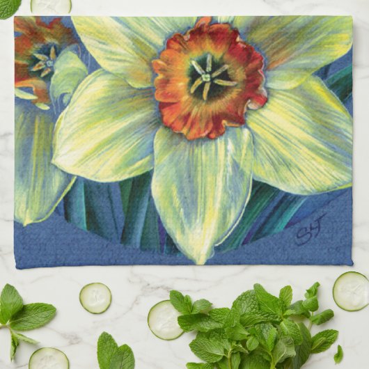 "Daffodils - les joies du printemps" serviette de  (Plié)