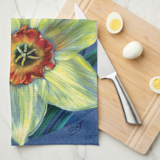 "Daffodils - les joies du printemps" serviette de  (Quart Plié)