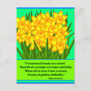 Daffodils Poem, postcard Briefkaart