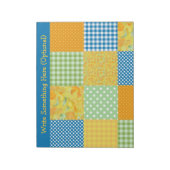Daffodils, Polka Dots, Gingham Faux-Patchwork Notitieblok (Gedraaid)