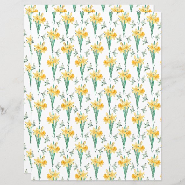 Daffodils Scrapbook Papier (Voorkant / Achterkant)