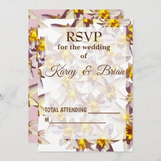 Daffodils Script, Elegante RSVP-fotokaart Kaart (Voorkant / Achterkant)