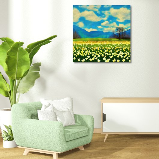 Daffodils velden - schilderen foto afdruk