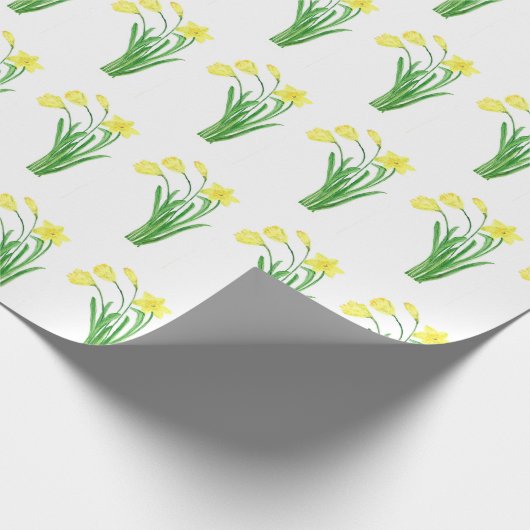 Daffodils Waterverf Gele bloem lente Cadeaupapier (Hoek)
