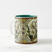 Daffodique Antique Floral Faux Tile Café Mug (Devant gauche)