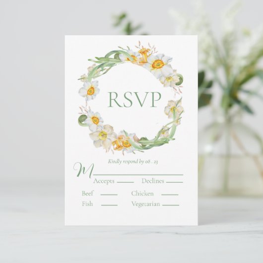 Daffodique blanc et jaune Floral Green RSVP (Debout devant)