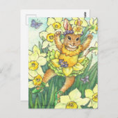Daffodique Jonquil Ballerina Bunny Carte postale (Devant / Derrière)