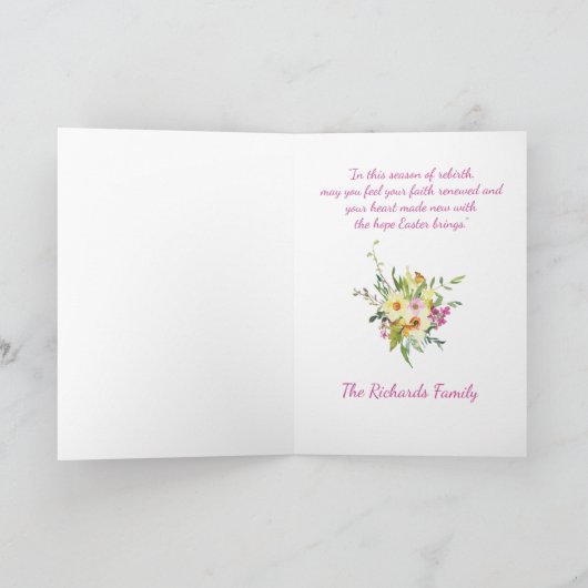 Daffodiques aquarelle personnalisée Carte de vacan (Intérieur)